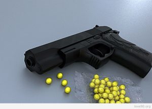 Пистолет с пластмасовыми пульками.Игрушка 90-х